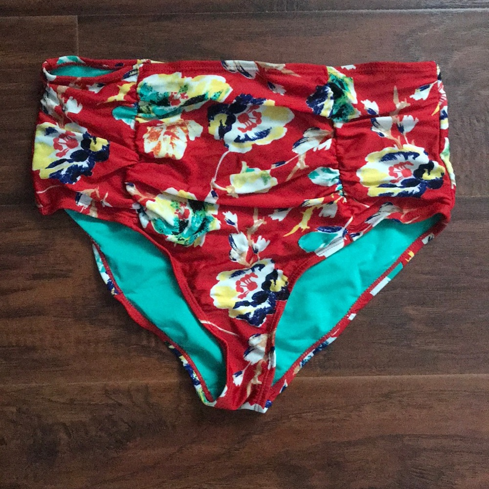 Floral true waist bathing suit bottom.
